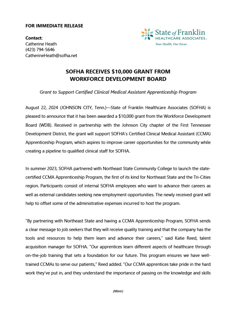 SOFHA Receives $10,000 Grant from Workforce Development Board – SOFHA ...